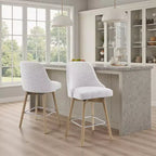 Art Leon Comfortable Upholstered Counter Height and Swivel Barstool with Solid Wood Frame