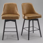 Art Leon Comfortable Upholstered Counter Height and Swivel Barstool with Solid Wood Frame