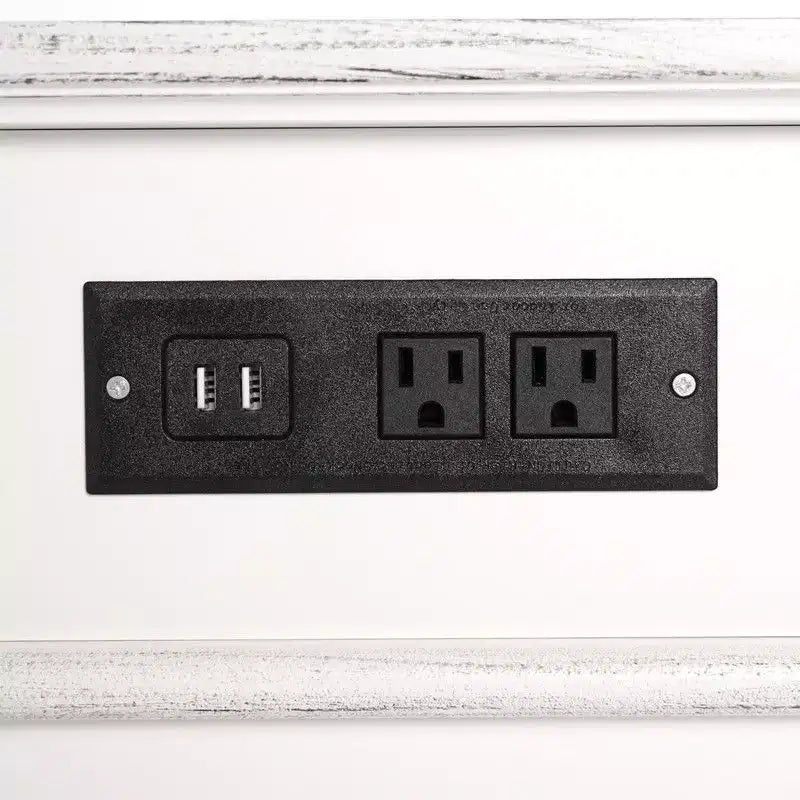 Karl Home - Table de chevet 24,02 po (61 cm) de large en bois massif à 3 tiroirs avec 2 ports USB