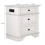 Karl Home - Table de chevet 24,02 po (61 cm) de large en bois massif à 3 tiroirs avec 2 ports USB