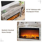 SinCiDo 52 Fireplace TV Stand, Entertainment Center w/ Fireplace, Hidden Flip Top Storage Cabinet, Remote Control, Adjustable 3D Realistic Flame