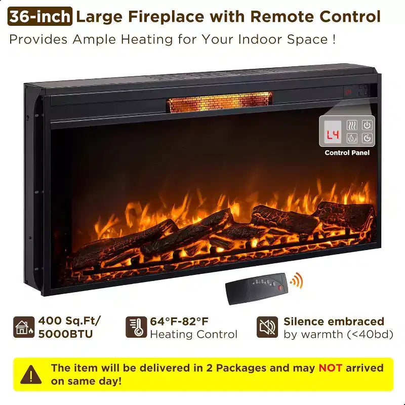 SinCiDo 52 Fireplace TV Stand, Entertainment Center w/ Fireplace, Hidden Flip Top Storage Cabinet, Remote Control, Adjustable 3D Realistic Flame