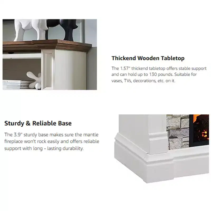 SinCiDo 52 Fireplace TV Stand, Entertainment Center w/ Fireplace, Hidden Flip Top Storage Cabinet, Remote Control, Adjustable 3D Realistic Flame