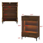 Famapy Bookshelf Contemporary Display Cabinet with Warm Light and Glass Front Multifunctional Bookcase Storage Cabinet