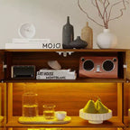 Famapy Bookshelf Contemporary Display Cabinet with Warm Light and Glass Front Multifunctional Bookcase Storage Cabinet