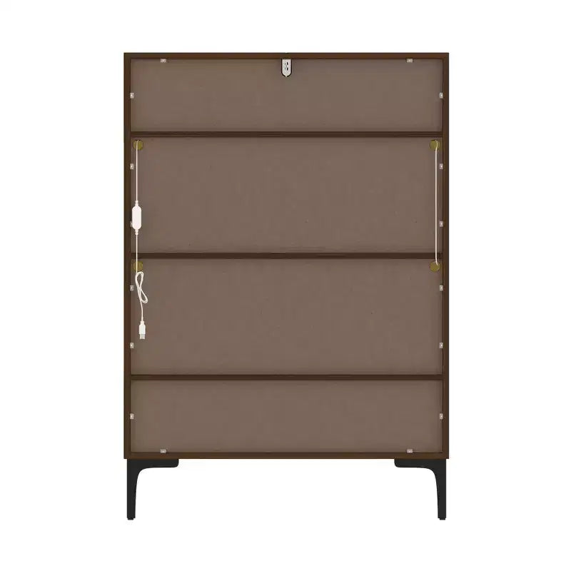 Famapy Bookshelf Contemporary Display Cabinet with Warm Light and Glass Front Multifunctional Bookcase Storage Cabinet