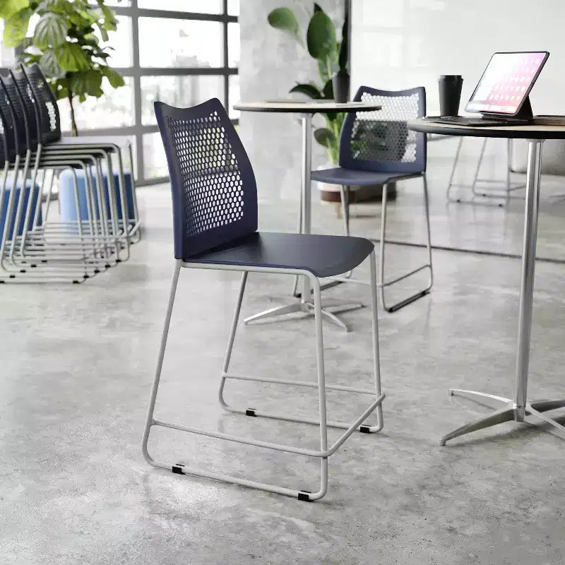 Flash Furniture HERCULES Stackable Counter Stool with Air-Vent Back and Powder Coated Sled Base