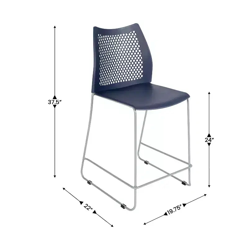 Flash Furniture HERCULES Stackable Counter Stool with Air-Vent Back and Powder Coated Sled Base