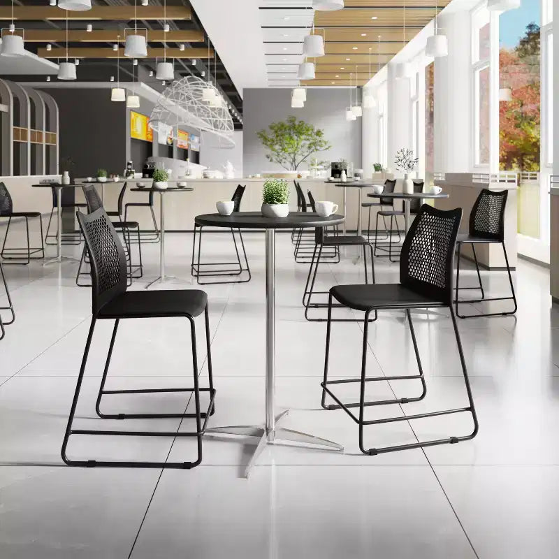Flash Furniture HERCULES Stackable Counter Stool with Air-Vent Back and Powder Coated Sled Base