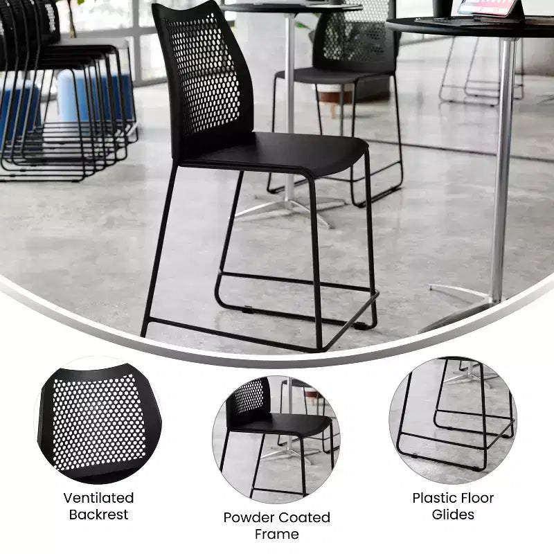 Flash Furniture HERCULES Stackable Counter Stool with Air-Vent Back and Powder Coated Sled Base
