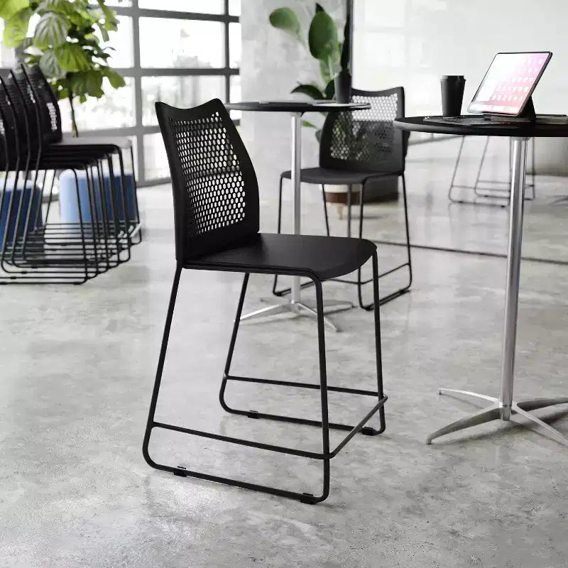 Flash Furniture HERCULES Stackable Counter Stool with Air-Vent Back and Powder Coated Sled Base