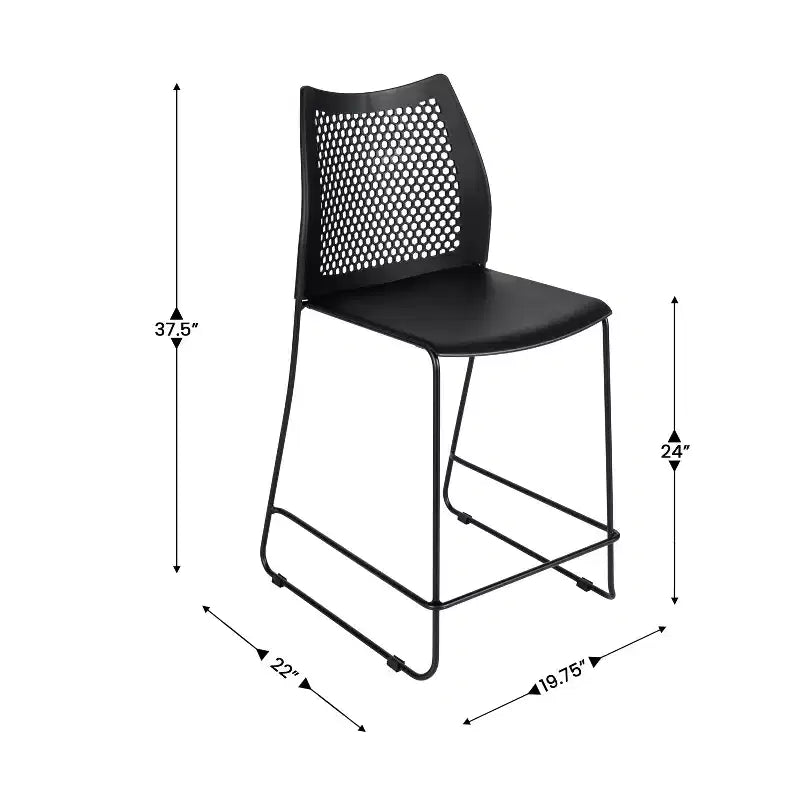 Flash Furniture HERCULES Stackable Counter Stool with Air-Vent Back and Powder Coated Sled Base