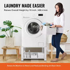 Piedestal de buanderie VEVOR avec étagère de rangement, 71x71x41 cm (LxlxH), support de base universel pour lave-linge et sèche-linge, capacité 300 kg