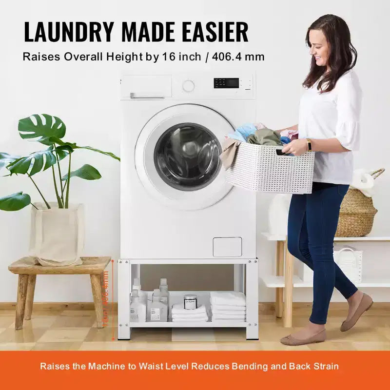 Piedestal de buanderie VEVOR avec étagère de rangement, 71x71x41 cm (LxlxH), support de base universel pour lave-linge et sèche-linge, capacité 300 kg