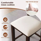 Tabourets de bar Costway en bois d'hévéa, lot de 2/4, avec repose-pieds et coussin en lin confortable