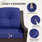 EAGLE PEAK Azure Bay 5 Pieces Wicker Outdoor Patio Furniture Set, Swivel Rocking Chairs with Ottomans, Side Table
