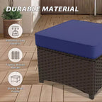 EAGLE PEAK Azure Bay 5 Pieces Wicker Outdoor Patio Furniture Set, Swivel Rocking Chairs with Ottomans, Side Table