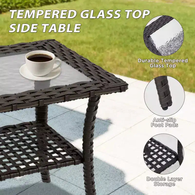 EAGLE PEAK Azure Bay 5 Pieces Wicker Outdoor Patio Furniture Set, Swivel Rocking Chairs with Ottomans, Side Table