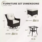 EAGLE PEAK Azure Bay 5 Pieces Wicker Outdoor Patio Furniture Set, Swivel Rocking Chairs with Ottomans, Side Table