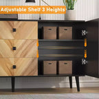 Garvee 55.1 Woodgrain 3-Drawer Storage Cabinet with Adjustable Shelf & Doors  Modern Sideboard Buffet for Dining Room