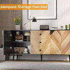 Garvee 55.1 Woodgrain 3-Drawer Storage Cabinet with Adjustable Shelf & Doors  Modern Sideboard Buffet for Dining Room