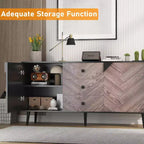 Garvee 55.1 Woodgrain 3-Drawer Storage Cabinet with Adjustable Shelf & Doors  Modern Sideboard Buffet for Dining Room