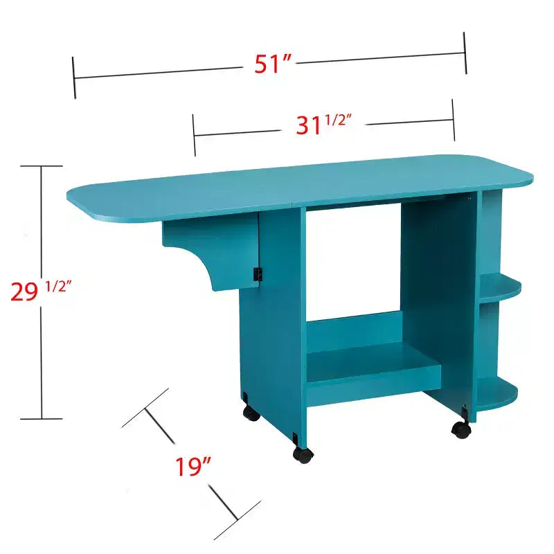 Stradville Expandable Rolling Sewing Table/Craft Station - Turquoise - SEI