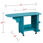 Stradville Expandable Rolling Sewing Table/Craft Station - Turquoise - SEI