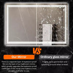 55x30 LED Bathroom Mirror with Lights,Anti-Fog,Dimmable,Backlit + Front Lit,Memory,Double LED Vanity,3 Colors,Stepless Dimming