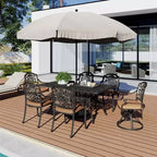 Ensemble de 2 chaises de salle à manger de patio pivotantes, chaises d'extérieur en métal aluminium avec coussins amovibles, sièges de patio pour jardin, cour, terrasse, balcon (marron)