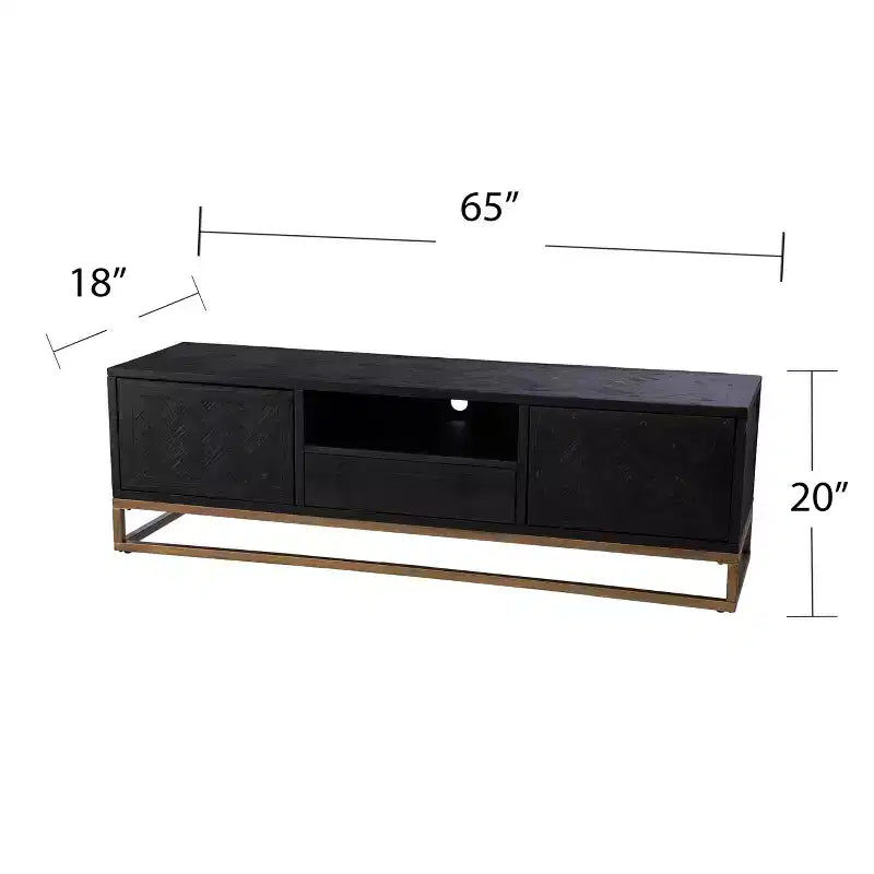 Meuble TV/multimédia en bois de récupération Dessingham – Noir – SEI