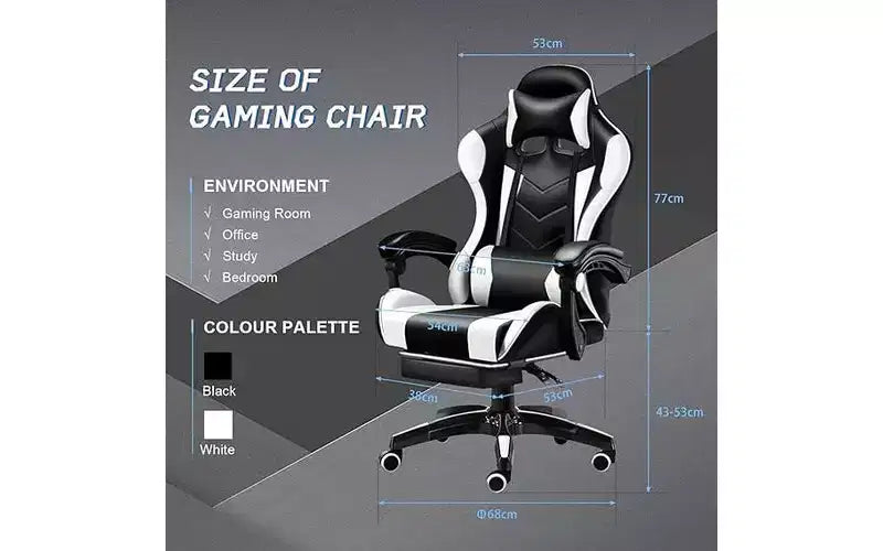 Ergonomic Gaming Chair with Lumbar Support  Sleek Racing Design
