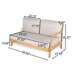 Christopher Knight Home Shane 3 Piece Rustic Patio Acacia Wood Slatted Design Upholstered Seating Set