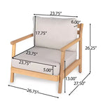 Christopher Knight Home Shane Rustic Outdoor Acacia Wood Upholstered Club Chair and Coffee Table Set
