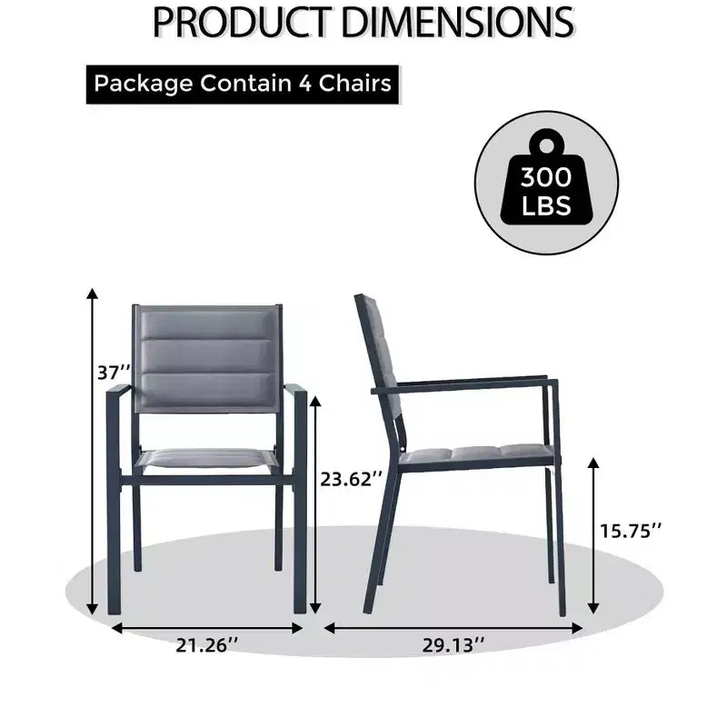 Patio Stackable Chairs Set of 4 - Outdoor Aluminum Stacking Dining Chairs with Breathable Textilene Fabric for Outdoor, Patio, Deck, Backyard