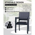 Patio Stackable Chairs Set of 4 - Outdoor Aluminum Stacking Dining Chairs with Breathable Textilene Fabric for Outdoor, Patio, Deck, Backyard