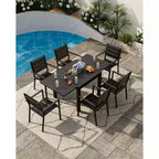 Patio Stackable Chairs Set of 4 - Outdoor Aluminum Stacking Dining Chairs with Breathable Textilene Fabric for Outdoor, Patio, Deck, Backyard