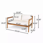 Christopher Knight Home Negley Outdoor 2 Piece Acacia Wood and Rope Chat Set with Water Resistant Cushion