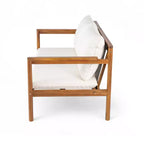 Christopher Knight Home Negley Outdoor 2 Piece Acacia Wood and Rope Chat Set with Water Resistant Cushion