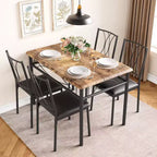 Dining Table Set for 4, Dining Room Table Set with 4 Upholstered Chairs, Rectangular Dining Table for Small Space, Apartment, Breakfast