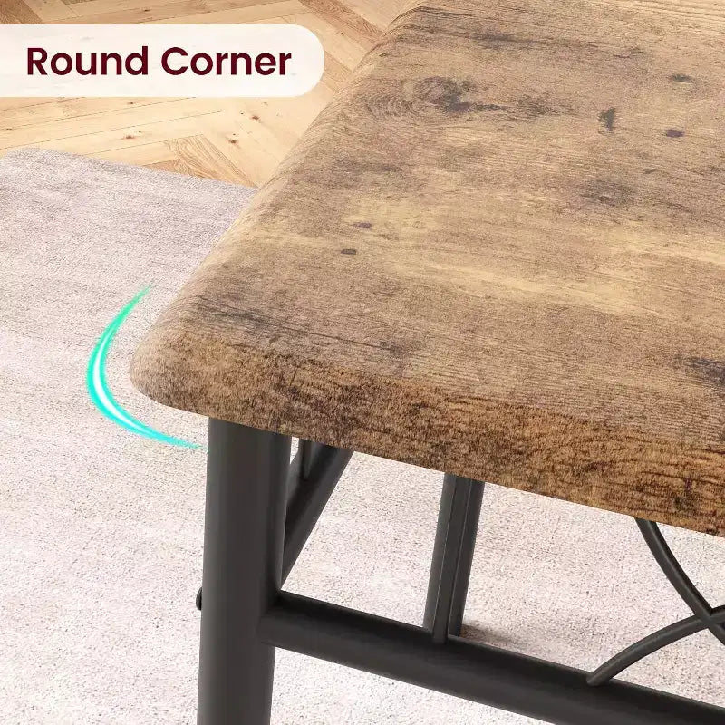 Dining Table Set for 4, Dining Room Table Set with 4 Upholstered Chairs, Rectangular Dining Table for Small Space, Apartment, Breakfast