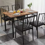 Dining Table Set for 4, Dining Room Table Set with 4 Upholstered Chairs, Rectangular Dining Table for Small Space, Apartment, Breakfast