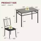 Dining Table Set for 4, Dining Room Table Set with 4 Upholstered Chairs, Rectangular Dining Table for Small Space, Apartment, Breakfast