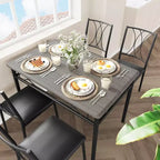 Dining Table Set for 4, Dining Room Table Set with 4 Upholstered Chairs, Rectangular Dining Table for Small Space, Apartment, Breakfast