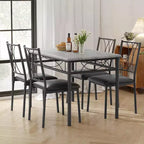 Dining Table Set for 4, Dining Room Table Set with 4 Upholstered Chairs, Rectangular Dining Table for Small Space, Apartment, Breakfast