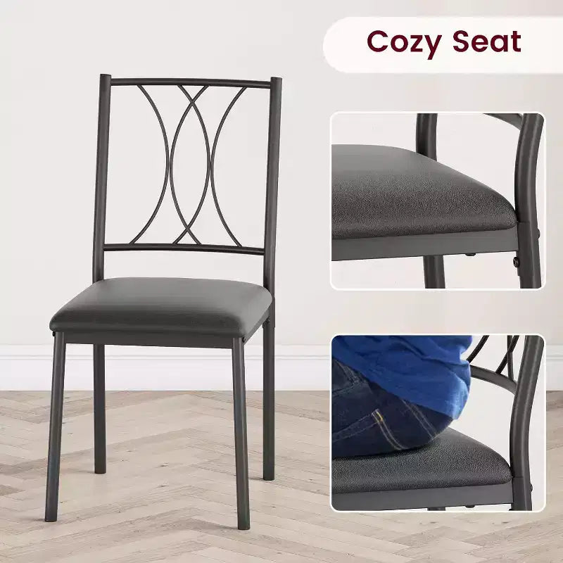 Dining Table Set for 4, Dining Room Table Set with 4 Upholstered Chairs, Rectangular Dining Table for Small Space, Apartment, Breakfast