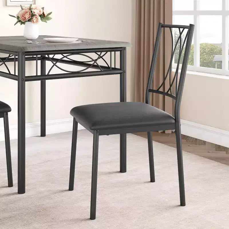 Dining Table Set for 4, Dining Room Table Set with 4 Upholstered Chairs, Rectangular Dining Table for Small Space, Apartment, Breakfast