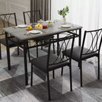 Dining Table Set for 4, Dining Room Table Set with 4 Upholstered Chairs, Rectangular Dining Table for Small Space, Apartment, Breakfast