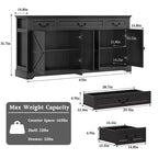 Dyonery 65 Inch Large Buffet Storage Cabinet with 3 Drawers and 4 Doors Coffee Bar Bar Cabinet, White/Gray.