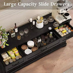 Dyonery 65 Inch Large Buffet Storage Cabinet with 3 Drawers and 4 Doors Coffee Bar Bar Cabinet, White/Gray.